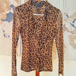 INC International Concepts Animal Print Ruffle Blouse